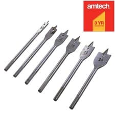 Image of Wood Drill Bit Set Flat Carbon Steel 1/4" Hex 10mm - 25mm 6pc 3 Year Warranty