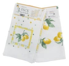 Image of 3pk Lemons Tea Towels Velour Kitchen Towel Dry Cleaning Dish Cloth Clothes New