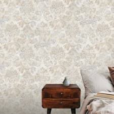 Image of Trendy Marble Contemporary Damask Taupe Metallic Wallpaper - 53cm x 10.05m