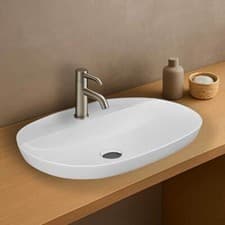 Image of RAK Variant Oval Drop-In Wash Basin 600mm Wide 1 Tap Hole - Alpine White
