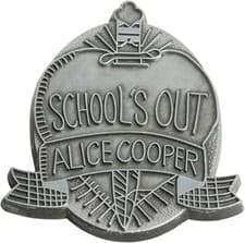 Image of ALICE COOPER Metal Pin Badge: SCHOOLS OUT: silver Official Merch fan gift £pba