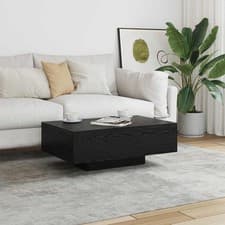 Image of Coffee Table Black Oak 85x55x31 cm Engineered Wood Modern Minimalist Design Plus