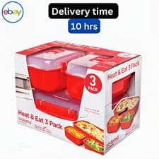 Image of Sistema Heat and Eat Microwave Set, 1.25L & 525ml, 3 Pack, BPA-Free, Red