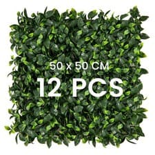 Image of 12 Pcs Faux Boxwood Panels 50 x 50cm Artificial Grass Wall Panels