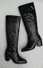 Image of NWOB All Saints REAL LEATHER COHEN CROCO KNEE HIGH BOOTS 8 OR 41