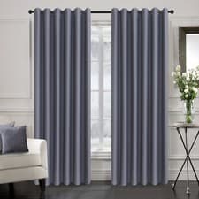 Image of Pair Ready Made Thick Blackout Curtains Thermal Ring top Eyelet or Pencil Pleat