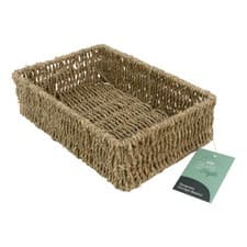 Image of JVL Set of 2 Rectangular Seagrass Storage Baskets Brown