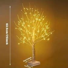 Image of Indoor Outdoor Christmas Lit Birch Tree with 144 Warm White LEDs