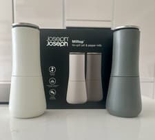 Image of Joseph Joseph Milltop No Spill Salt & Pepper Mills, Set of 2, Grey BNIB