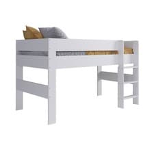 Image of Childrens Child Boy Girl Single Mid Sleeper Cabin Bed in White or Grey 3ft