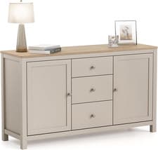 Image of Sideboard Storage Cabinet 3 Drawers 2 Cupboards Shelves Living Room Unit