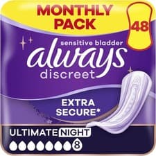 Image of 48 count Always Discreet Incontinence Pads Plus Women Ultimate Day Heavy Leak