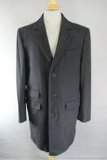 Image of BRAND NEW MEN'S WOOL RICH BLEND 3 POCKET BLACK OVERCOAT 42-44 INCH (REGULAR FIT)