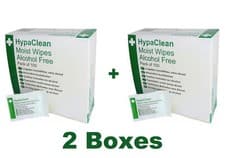 Image of HypaClean Moist Wipes, Alcohol Free 100's, 2 Boxes.     D5218