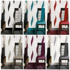 Image of WAVE EMBOSSED TEXTURED WALLPAPER GLITTER ELEMENTS VARIOUS COLOURS AVAILABLE NEW