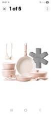 Image of Redchef 16 Pcs Non Stick Ceramic Pots & Pans Set with Detachable Handle