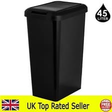 Image of black kitchen bin rectangle touch swing and lift bin for waste or recycling 45l