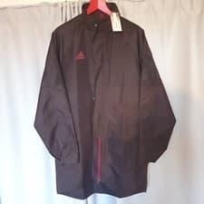Image of MENS SIZE M ADIDAS TIRO VIP PARKA COAT BLACK & MAROON BNWT FREE UK P&P