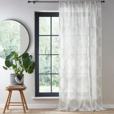 Image of Fusion Linara Geometric Slot Top Voile Curtain Panel, Natural