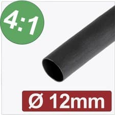 Image of Quadrios 24CA299 Heatshrink adhesive Black 12 mm 3 mm Shrinkage 4:1 per metre