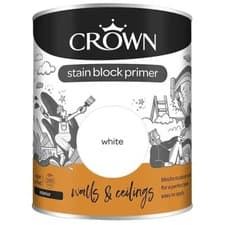 Image of Crown Stain Block Primer White Paint For Interior Exterior 750ml