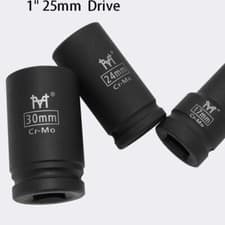 Image of 1" Inch Drive IMPACT Socket Long Reach Deep Impact Sockets 17mm-46mm 6 Point Hex