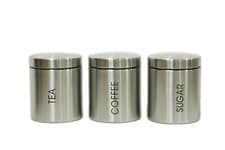 Image of Set of 3 Tea Coffee Sugar Kitchen Storage Canisters Jars Pots Containers Tins
