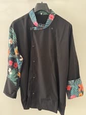 Image of Floral Chefs Jacket Premium Quality Black Size EXTRA LARGE