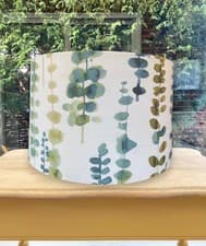 Image of Eucalyptus Lampshade Ceiling Shade Watercolour Botanical Sage Teal Neutral Drum