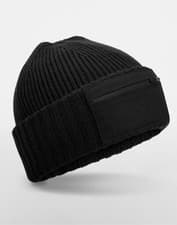 Image of Beechfield Zip Patch Chunky Double-Layer Knitted Beanie