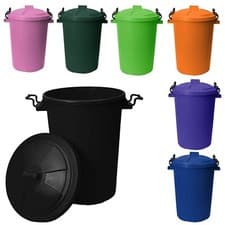Image of 2 x 50L Bin with Clip Lock Lid Home Garden Rubbish Waste Storage Dustbin - UK