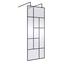 Image of Hudson Reed 800mm Abstract Grid Wet Room Screen 8mm Glass Support Bar & Feet
