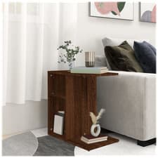 Image of Side Table Brown Oak 50x30x50cm Engineered Wood Compact Minimalist Accent Now
