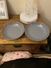 Image of Denby Heritage Lilac Heath Pasta Bowls X2 Brand New Hand Picked Seconds.