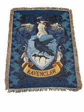 Image of Harry Potter Ravenclaw Crest Woven 50” x 60" Knit Throw Blanket Tapestry
