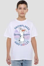 Image of Frozen Snowflakes And Smiles With Olaf Kids T-Shirt White