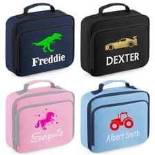 Image of Personalised Lunch Bag Kids School Insulated Designs Nursery Snack Box Kids Name