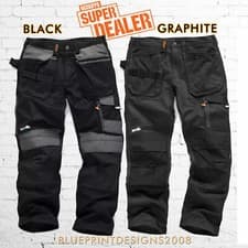 Image of SCRUFFS 3D TRADE Trousers Hard Wearing CORDURA FABRIC Knee Pad Pockets Trousers