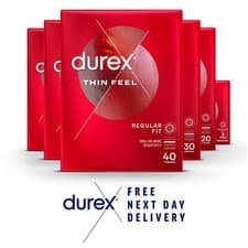 Image of Durex Thin Feel Latex Condoms for More Sensitivity Regular Size All Pack Sizes