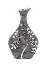 Image of Silver Branch Bottle Vases 25cm and 35m Sizes Grey Textured Ceramic