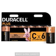 Image of 6x DURACELL C Plus Power Alkaline Batteries DURALOCK LR14 MN1400 Longest Expiry