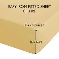 Image of Catherine Lansfield 180TC Easy Iron Percale Fitted Sheet Or Pillowcases Ochre