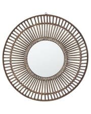 Image of Round Bamboo Wall Mirror ø 66 cm Dark Wood BLASITO