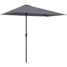 Image of Outsunny 2.3m Garden Balcony Half Round Umbrella Metal Parasol Umbrella Grey