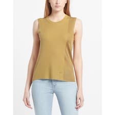Image of Emporio Armani Womens Knit Top in Beige Sleeveless Size L New RRP £170