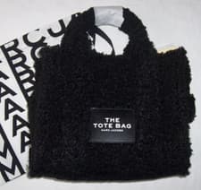 Image of NWT Marc Jacobs Small THE TOTE BAG SOLID BLACK TEDDY Crossbody Purse + Dust Bag