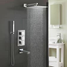 Image of BATHROOM 3 DIAL 3 WAY CONCEALED SQUARE THERMOSTATIC SHOWER MIXER VALVE CHROME