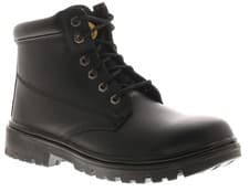 Image of Tradesafe Mens Safety Boots Build Lace Up Coated Leather Black UK Size