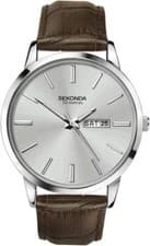 Image of Sekonda Mens Watch with Silver Dial and Brown Strap 1661