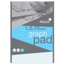 Image of Silvine A4 Graph Pad 90gsm 1-5-10mm 50 Sheets Data Pad (A4GP1510) Brand New